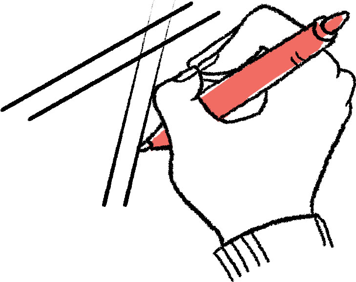 illustration of a hand drawing straight lines