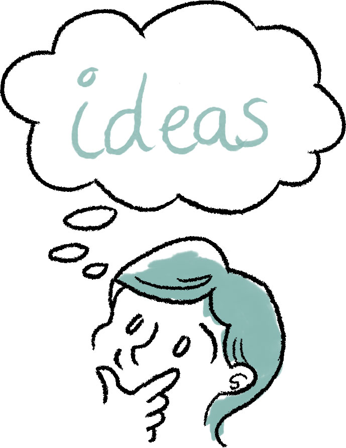 illustration of person thinking of ideas