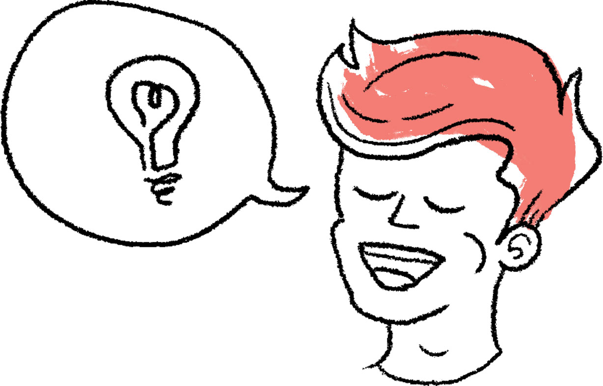 illustration of man voicing an idea