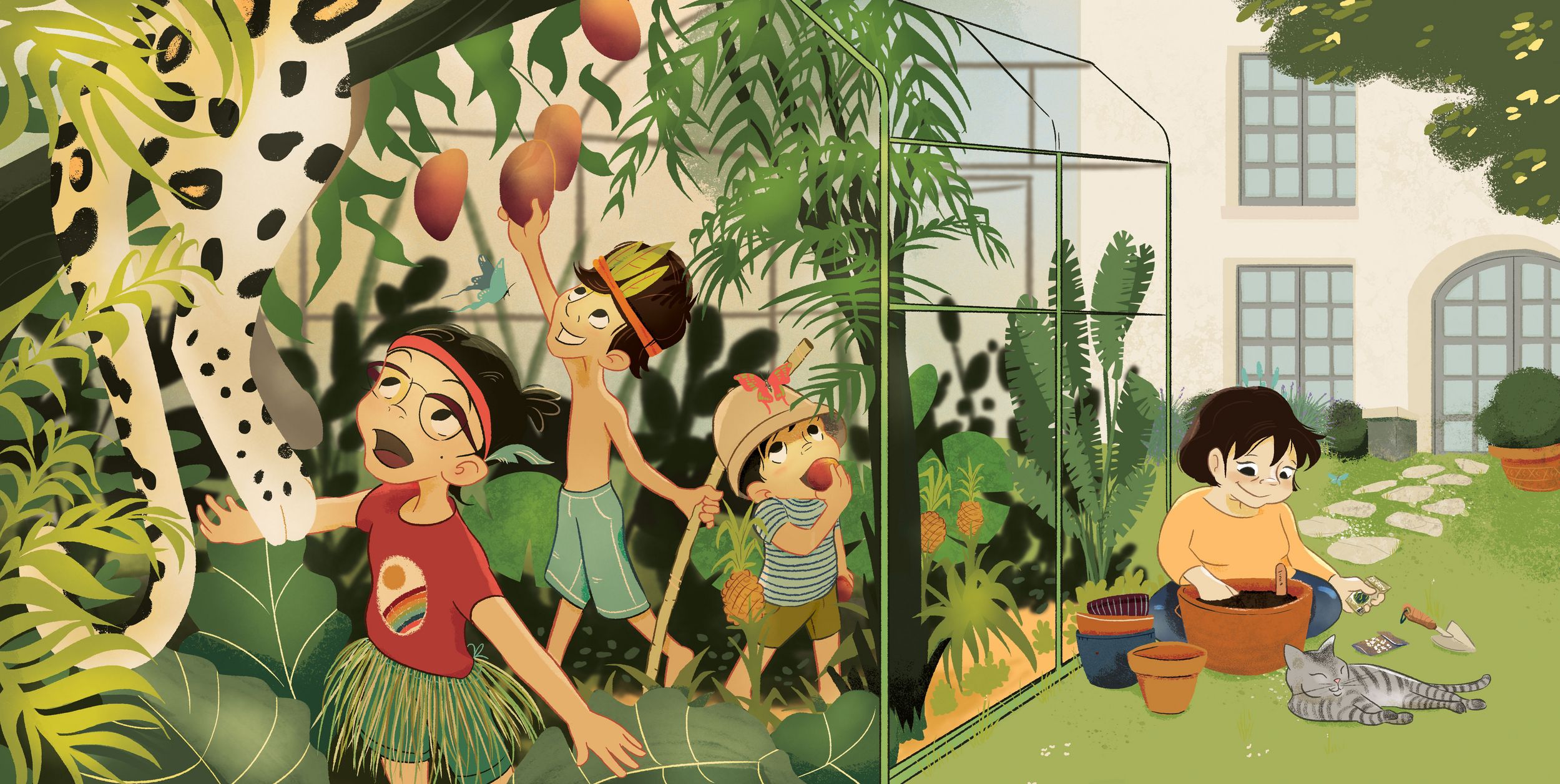 Double page full colour children's illustration